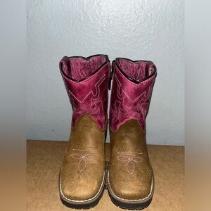 Kids Brown and Pink Western Boots